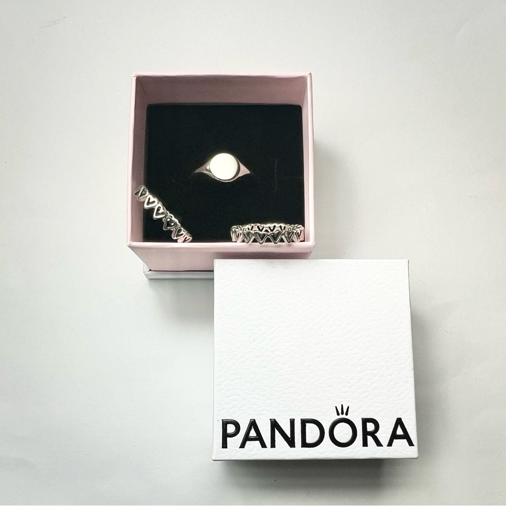 New Pandora Signet Ring Freehand Hearts Ring 925 sterling silver size 48